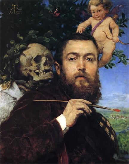 Hans Thoma Self-portrait with Love and Death china oil painting image